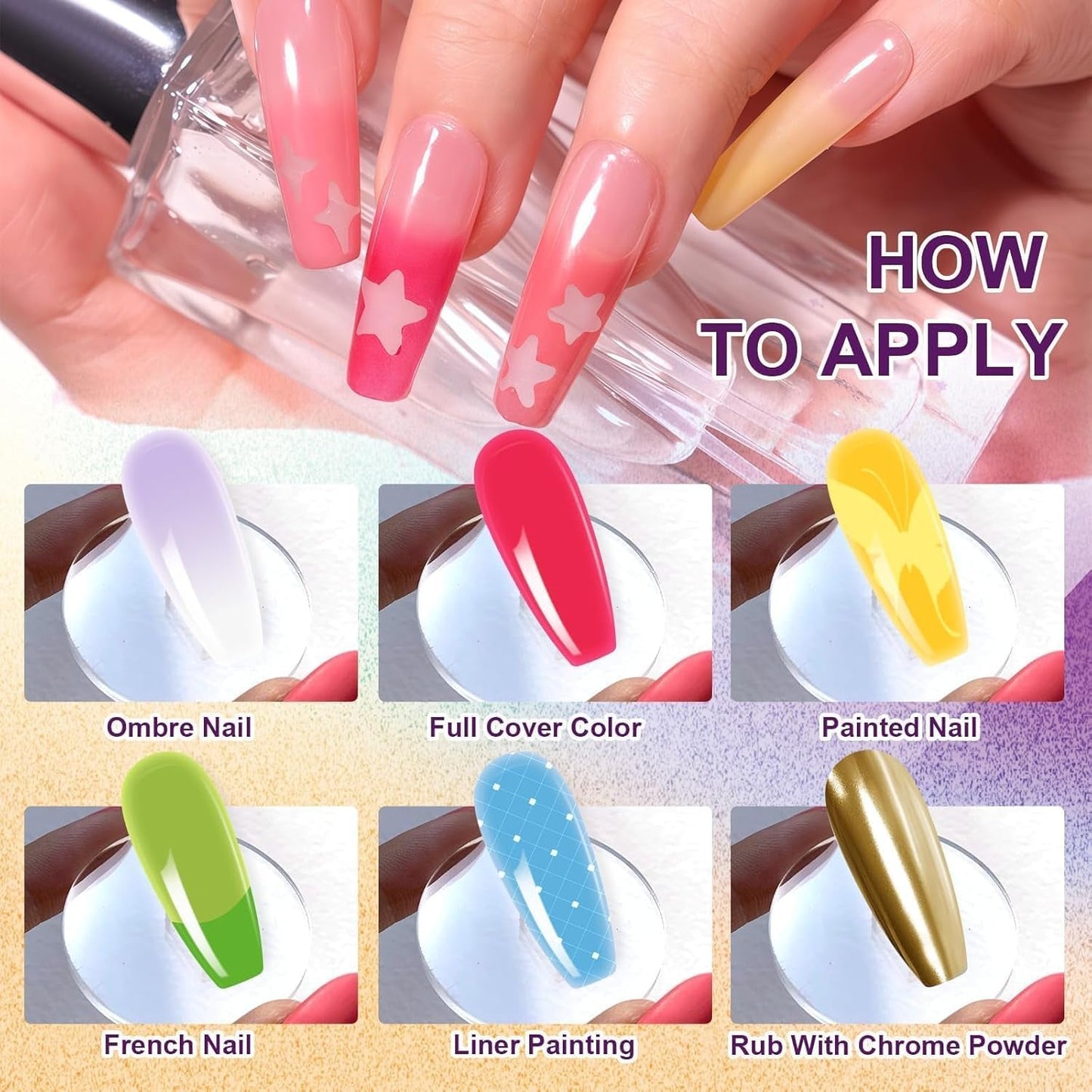 Gel de pintura degradada, 12 colores de esmalte de uñas de gel Ombre con 100 esponjas de uñas y 4 garras de metal para manicura francesa DIY Nail Art, Set I