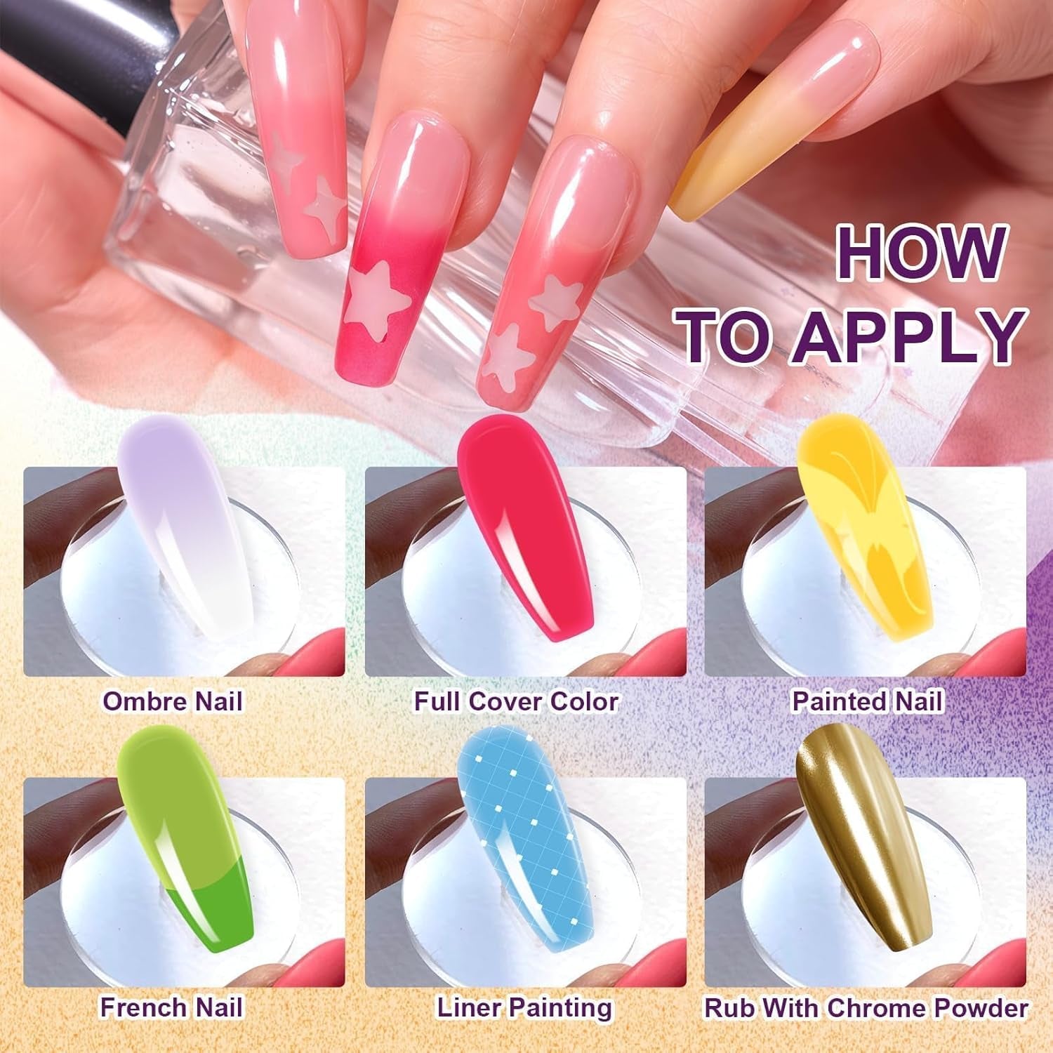 Gel de pintura degradada, 12 colores de esmalte de uñas de gel Ombre con 100 esponjas de uñas y 4 garras de metal para manicura francesa DIY Nail Art, Set I