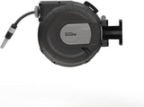 Enrollador de manguera automático Güde 20-2-2 1/2 (para montaje en pared, rotación de 180°, manguera de 20 m, rociador de agua, soporte de pared, retracción automática, tope de retracción, asa de transporte, 2 acoplamientos rápidos)