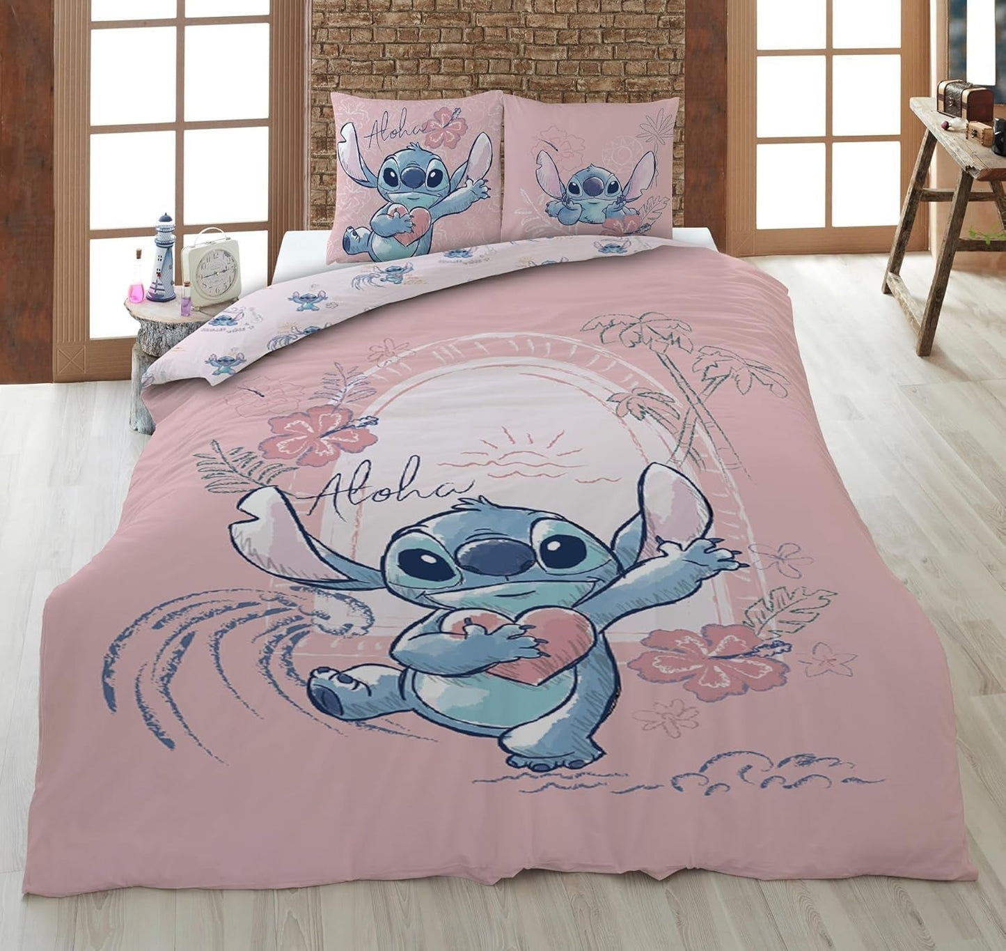 Juego de ropa de cama reversible Stitch Aloha Ropa de cama para niñas Ropa de cama 100% algodón - Kids Naty Shop Título predeterminado