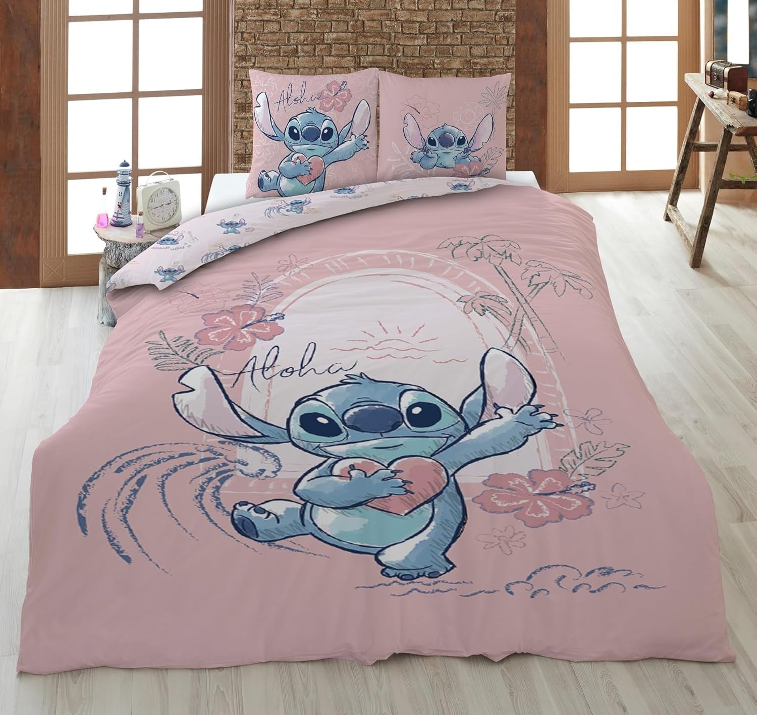 Juego de ropa de cama reversible Stitch Aloha Ropa de cama para niñas Ropa de cama 100% algodón - Kids Naty Shop Título predeterminado