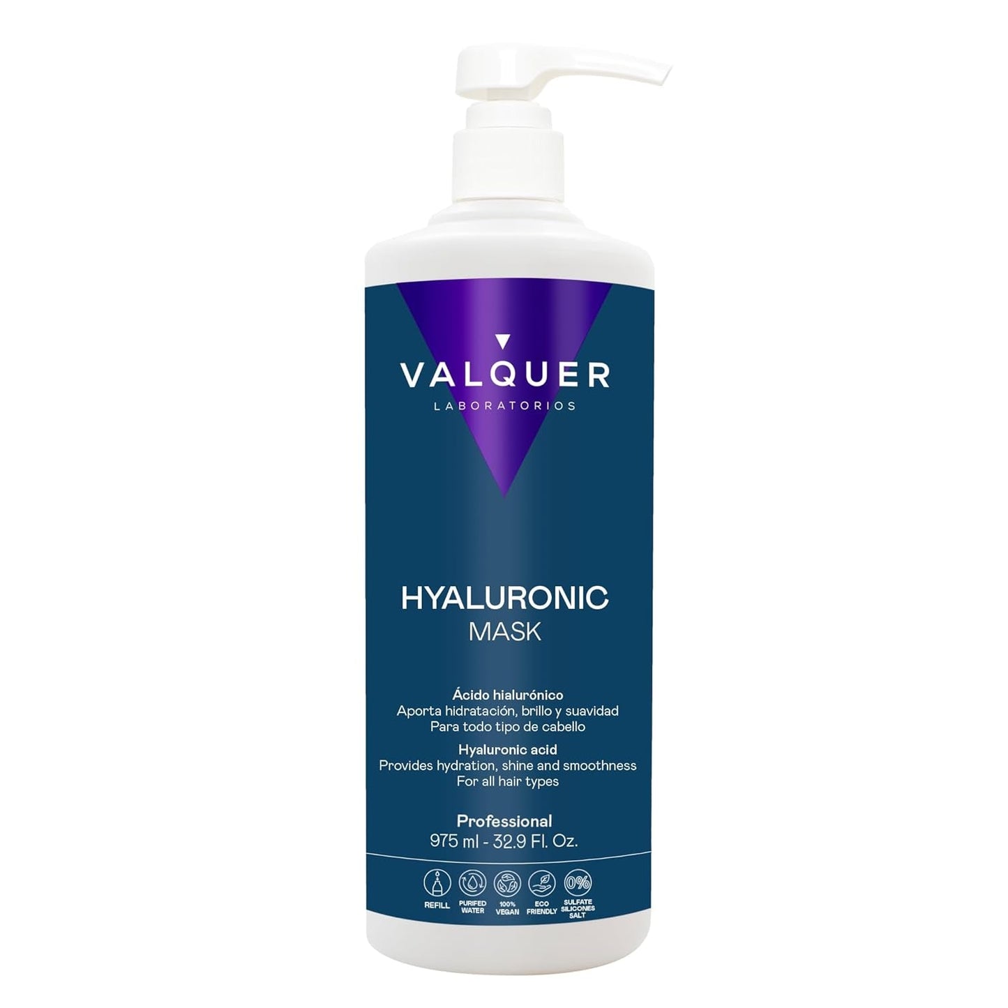 Valquer Tratamiento Capilar Hialurónico - Mascarilla capilar hidratante con aroma a lavanda - Sin sulfatos ni siliconas - 975 ml Naty Shop mascarilla capilar 975 Ml (1 pack) Lavanda