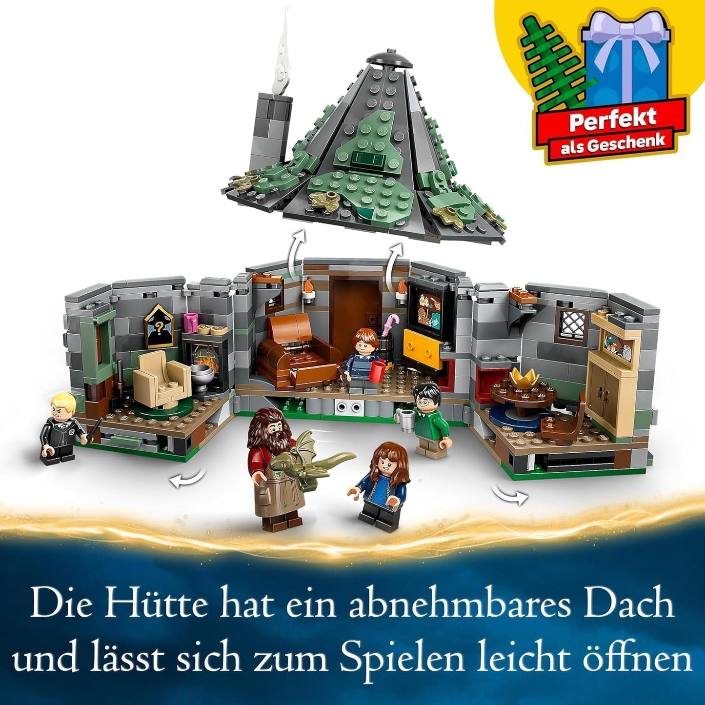 LEGO Harry Potter Cabaña de Hagrid: Set de visita inesperada con 5 minifiguras y 2 figuras de animales, regalo para mujeres y hombres, juguete de aventuras mágicas, set de fantasía 76428 Juegos de construcción Beuche den LEGO-Store