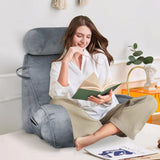 Almohada de lectura XL para cama y sofá con rollo para el cuello desmontable, almohada de espalda ideal para adultos con espuma viscoelástica para leer cómodamente, trabajar, jugar, mirar televisión, relajarse (gris)