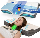 Almohada para el dolor de cuello, almohada ortopédica ergonómica para el cuello, almohada de espuma viscoelástica para el abdomen y la espalda lateral, almohada antirronquidos para hombres y mujeres (62 * 34,5 * 12/8 cm) Almohadas ortopédicas cervicales Naty Shop Título predeterminado
