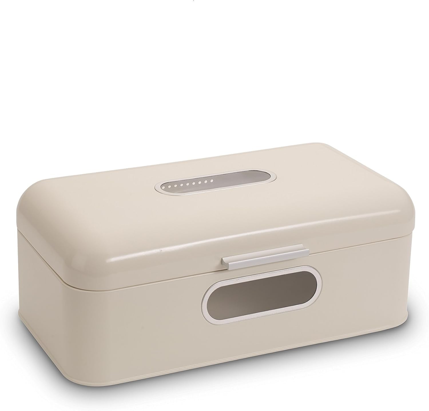 ECHTWERK Panera de metal retro con ventana y tapa, juego de 3 elegantes cajas de almacenamiento, capacidad de 1,4 l, cajas de almacenamiento de alimentos rojas Naty Shop crema grande individual