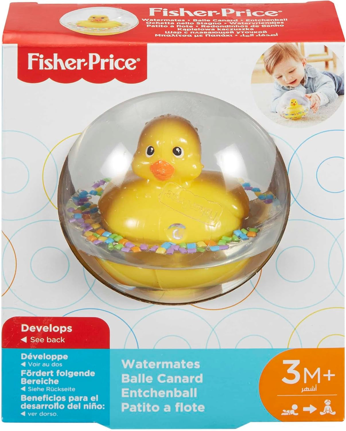 Fisher-Price WaterMates Ducky Ball, Divertido Pato en Bola de Confeti, Juguete Bebé, Pelota de Juego, Juguete para el Baño, A Partir de 3 Meses, 75676 Juguetes Bebé Naty Shop