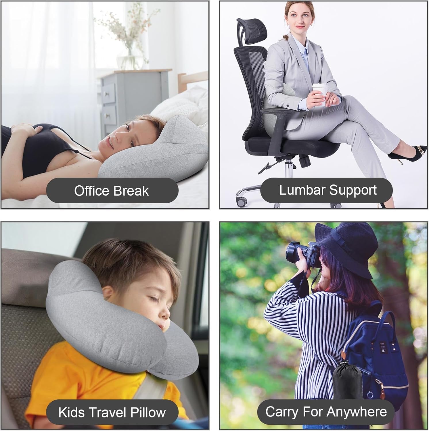 Almohada Inflable para el Cuello de Viaje, Almohada para el Cuello Inflable compacta y rápida con Funda de Almohada Lavable para Viajes en automóvil, avión, Tren, Oficina, Familia