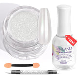 Saviland - Juego de polvos para uñas cromados, color rosa, efecto espejo, efecto espejo, decoración de uñas con purpurina para manicura con varillas de esponja, polvo con purpurina para salón de uñas