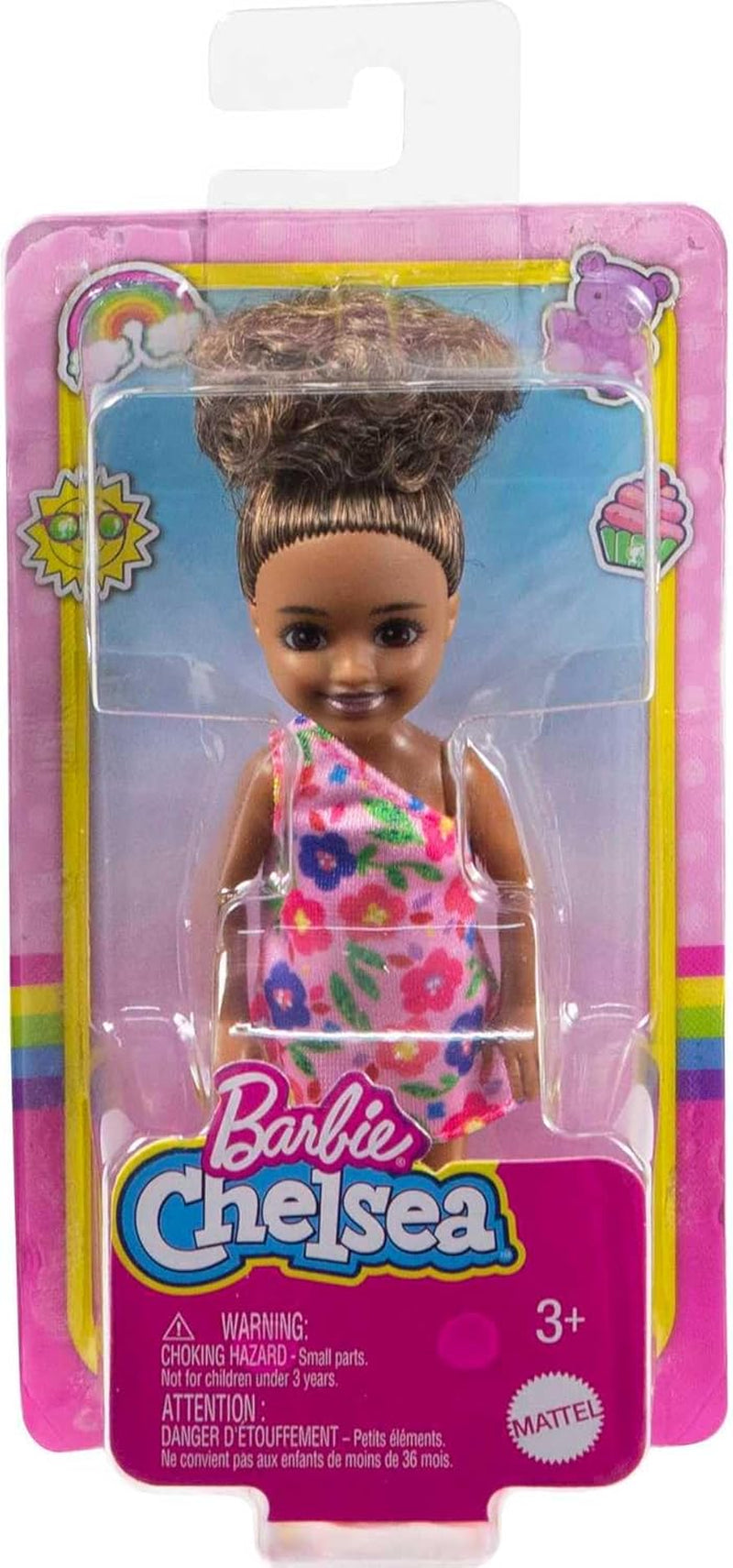 Barbie Chelsea Club – HGT07 – Muñeca articulada de 15 cm con flor rosa y raza mixta
