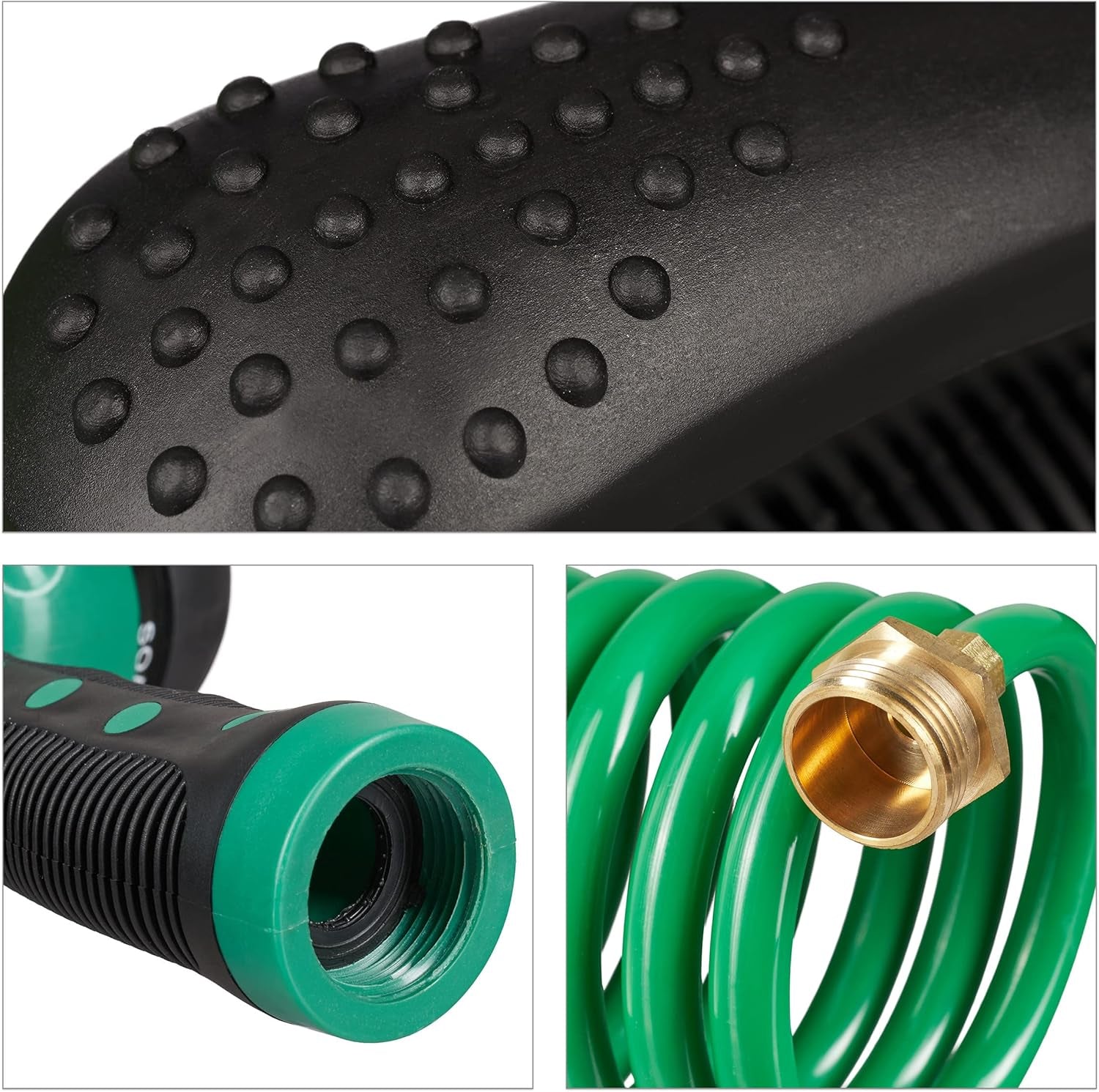 Relaxdays Manguera en Espiral Extensible hasta 20 m Manguera de jardín Flexible con rociador de Agua 7 Modos de rociado Verde