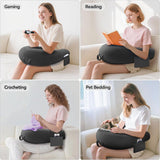 Almohada de lectura y juegos, almohada de lectura para cama/sofá/suelo, almohada de alimentación/ganchillo con gran almohada ergonómica para juegos, almohada de jugador para iPad/portátil - negro