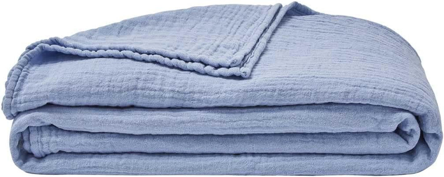 Cuadros ESSIX, Monocolor, Confeccionado en gasa de algodón, Jazzy, 130 X 170 Cm Edredones y colchas Naty Shop Azul