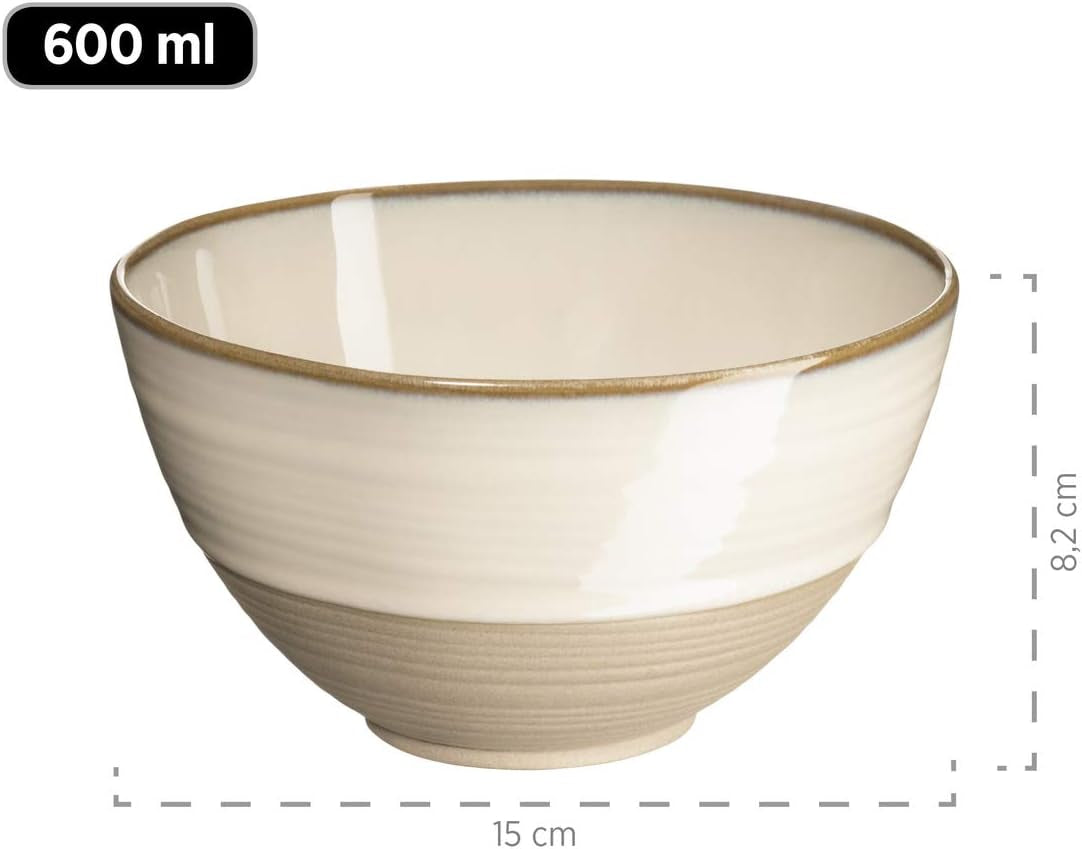 MÄSER 931818 Nottingham Vintage Series Vajilla para 4 personas, servicio de desayuno de 12 piezas con formas redondas irregulares en aspecto retro, azulejo, beige