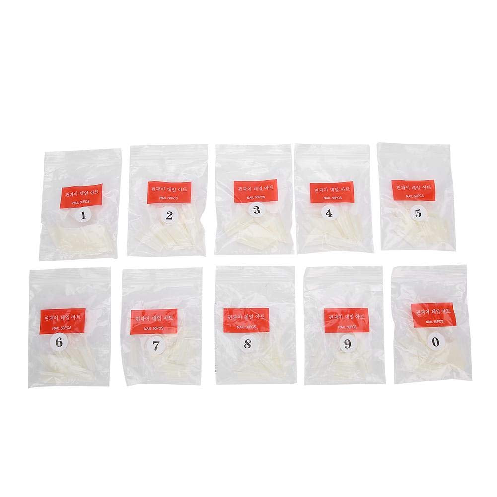 500 puntas de uñas postizas, puntas de uñas artificiales francesas naturales para manicura, L, uñas postizas DIY, gel UV ovalado, accesorios de uñas para mujeres y niñas (color natural)