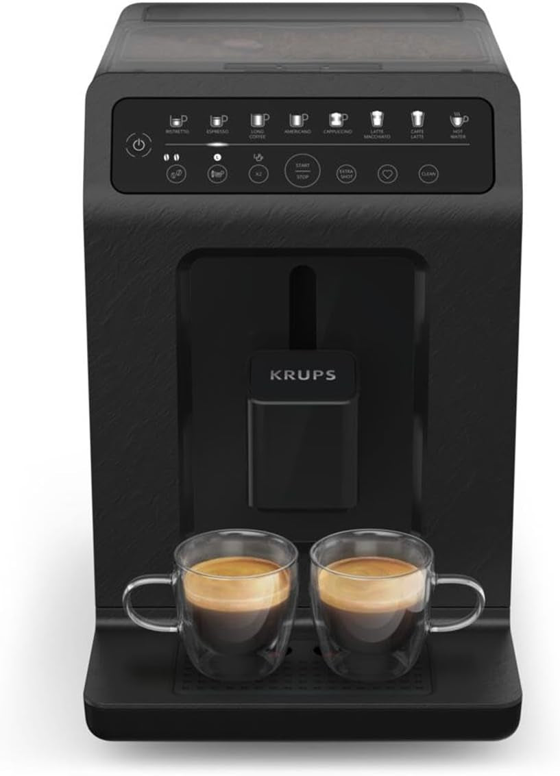 Krups EA897B Evidence ECOdesign Cafetera espresso automática, función automática espresso y capuchino, tecnología Quattro Force, vasos de leche one-touch, 8 presintonías, sistema de leche, 1450W