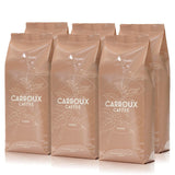 CARROUX Crema de café en grano entero (6 x 500 g) - Café en grano premium de Hamburgo - Recién tostado tradicionalmente