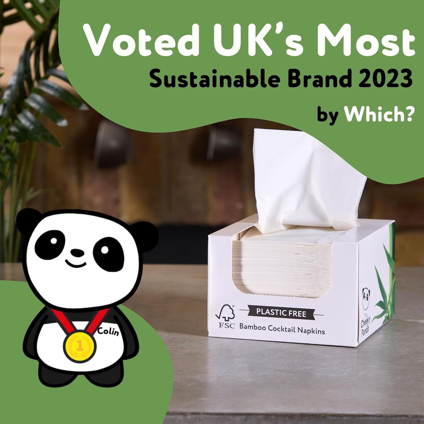 Servilletas de cóctel de bambú The Cheeky Panda | servilletas blancas 100 piezas servilletas de papel