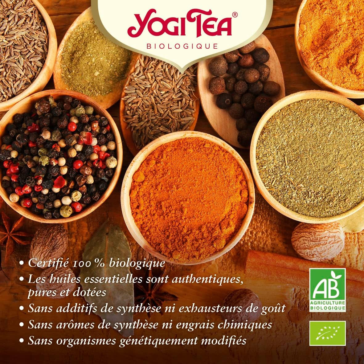 Yogi Tea - Kurkuma Chai Té ayurvédico especiado orgánico Sin cafeína Mezcla de cúrcuma, canela y jengibre Yogi Tea suelto, paquete de 8 x 90 g (720 g), regalo ideal