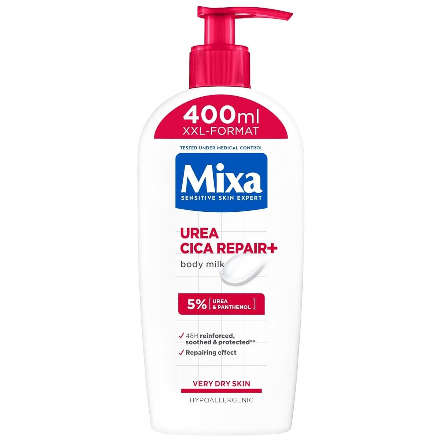 Mixa Urea Cica Loción Corporal XXL, Con urea y pantenol regenerador, Leche corporal calmante y protectora, Para pieles secas, 400 ml Ducha y baño Naty Shop
