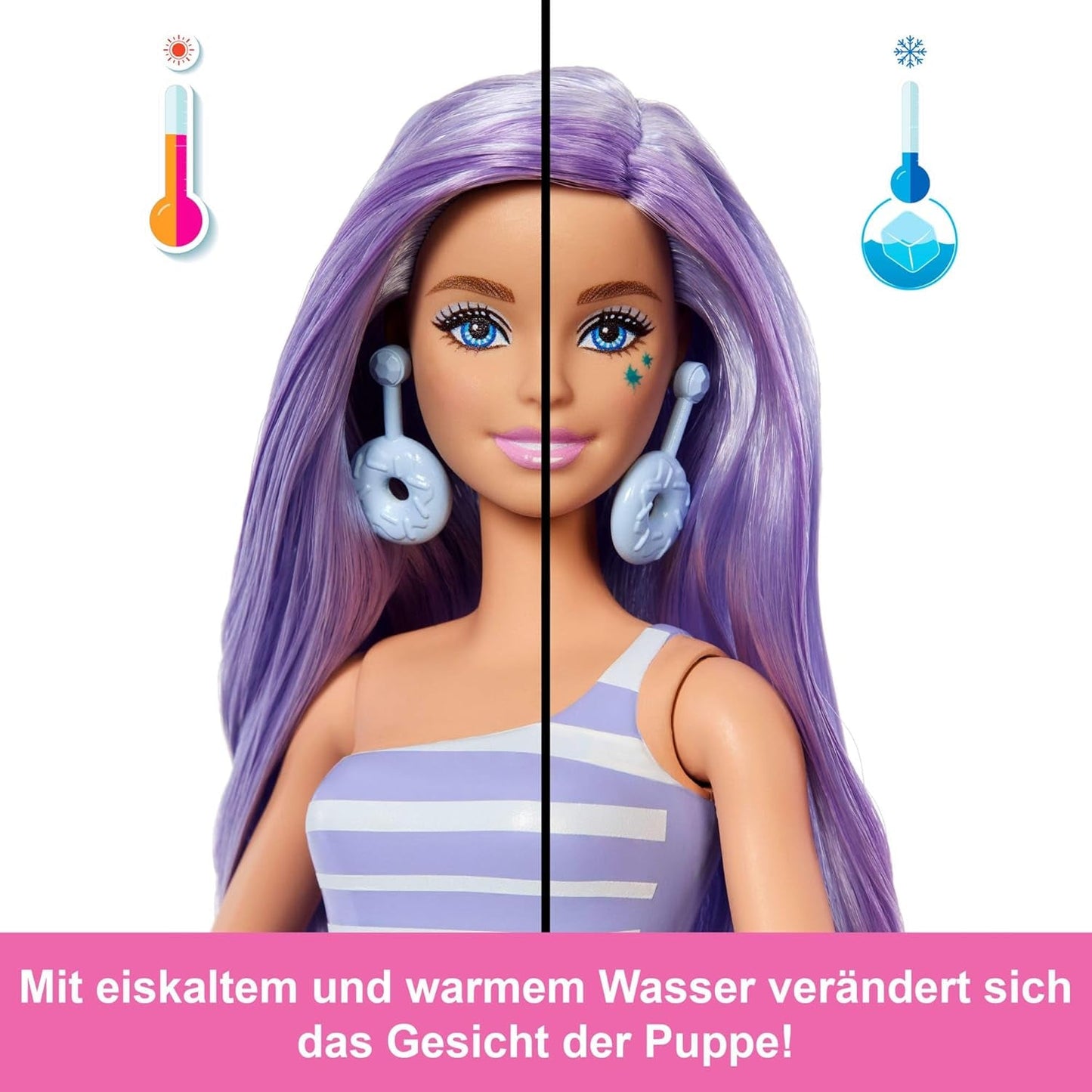 Barbie Pop Reveal Series Set con muñeca de moda y accesorios, serie Candy, diseño Donut Dreams con mascota, 8 sorpresas que incluyen cambio de color, JFY60