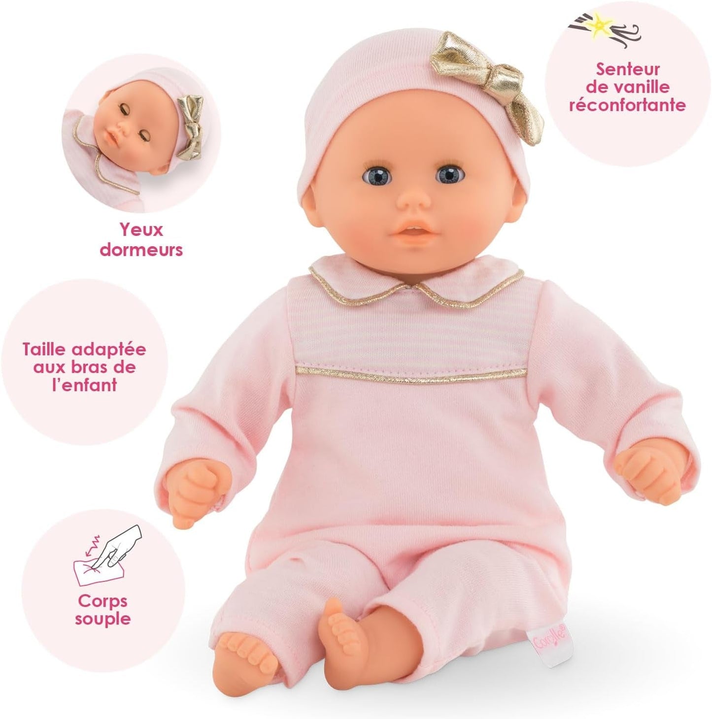 Corolle 9000100270 - Mon Premier Poupon Calin Manon Muñeca francesa con talismán y aroma a vainilla