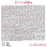 Scrapcooking - Rotuladores de 4 piezas: dorado, chocolate, blanco y rojo - Bolígrafos decorativos comestibles para escribir y dibujar en postres, pasteles y galletas