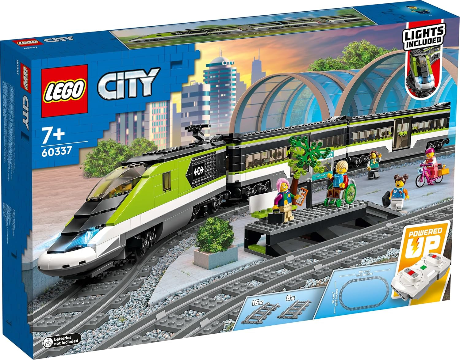 LEGO City Tren Expreso de Pasajeros, Set de Tren con Control Remoto, Ferrocarril de Juguete con Faros, 2 Vagones y 24 Elementos de Vía, Regalo para Niños, Niños y Niñas 60337 Juegos de Construcción Besuche den LEGO-Store