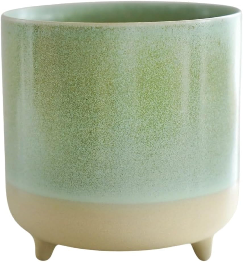 Maceta, cerámica, verde menta, mate, reactiva, Al 12 cm x Pr 12 cm