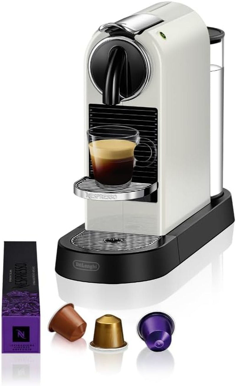 Nespresso EN167.W Cafetera espresso de cápsulas Citiz, bomba de alta presión y control de temperatura ideal, sin Aeroccino (espumador de leche), función de ahorro de energía, 1260 W, blanco crema, 37,4 x 11,9 x 25,5 cm
