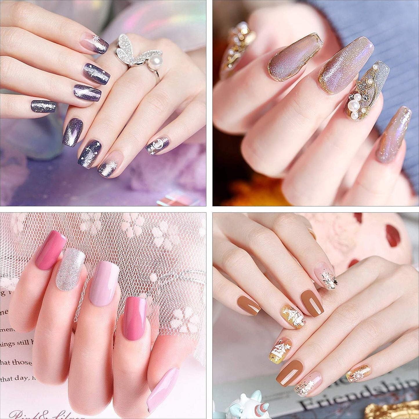 200 puntas de uñas postizas, 10 tamaños de uñas artificiales acrílicas con empujador de cutículas y caja transparente para mujeres y niñas (naturales y transparentes)
