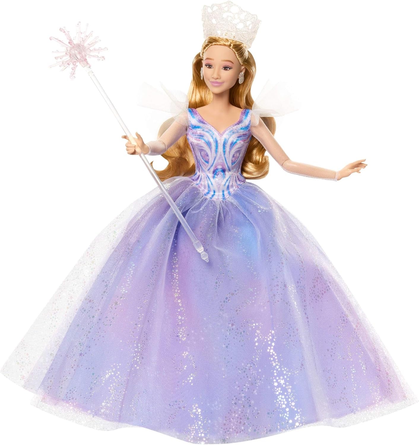 Mattel Wicked: Parte 2 de Universal Pictures Glinda Deluxe Doll con atuendo desmontable y 3 accesorios, inspirada en la película, JFM13, [Multicolor]