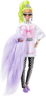Barbie HDJ44 - Muñeca Extra #11 con camiseta extragrande y leggings con loro mascota, pelo verde neón extralargo y accesorios, articulaciones flexibles, juguete de regalo para mayores de 3 años Naty Shop Dolls