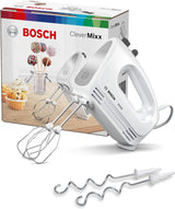 Bosch Hausgeräte Handrührer Clevermixx MFQ24200, 2 Rührbesen, 2 Spülmaschinengeeignet, 4 Stufen, Leicht, Leise, 400 W Weiß/Edelstahl Cocina Naty Shop