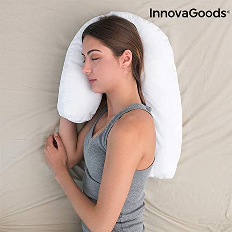 Innovagoods Almohada Ergonómica En Forma De U Para Dormir De Lado, Ideal Para El Embarazo, Favorece La Respiración Tranquila, Reduce Los Ronquidos, Algodón Y Poliéster, Blanco, 39 X 57 X 14 Cm Almohadas Ortopédicas Cervicales Naty Shop