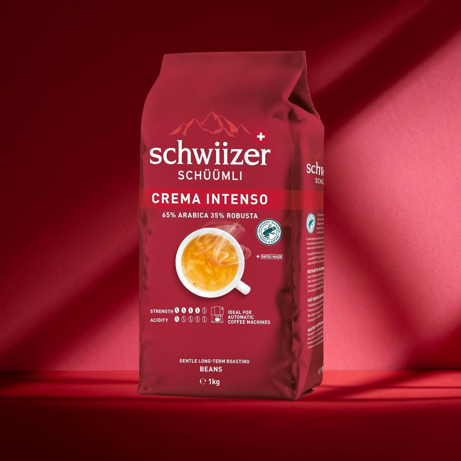 Schwiizer Schüümli Intenso, cápsula, café molido 1kg - Intensidad 4/5 - Certificado UTZ (paquete de 4)