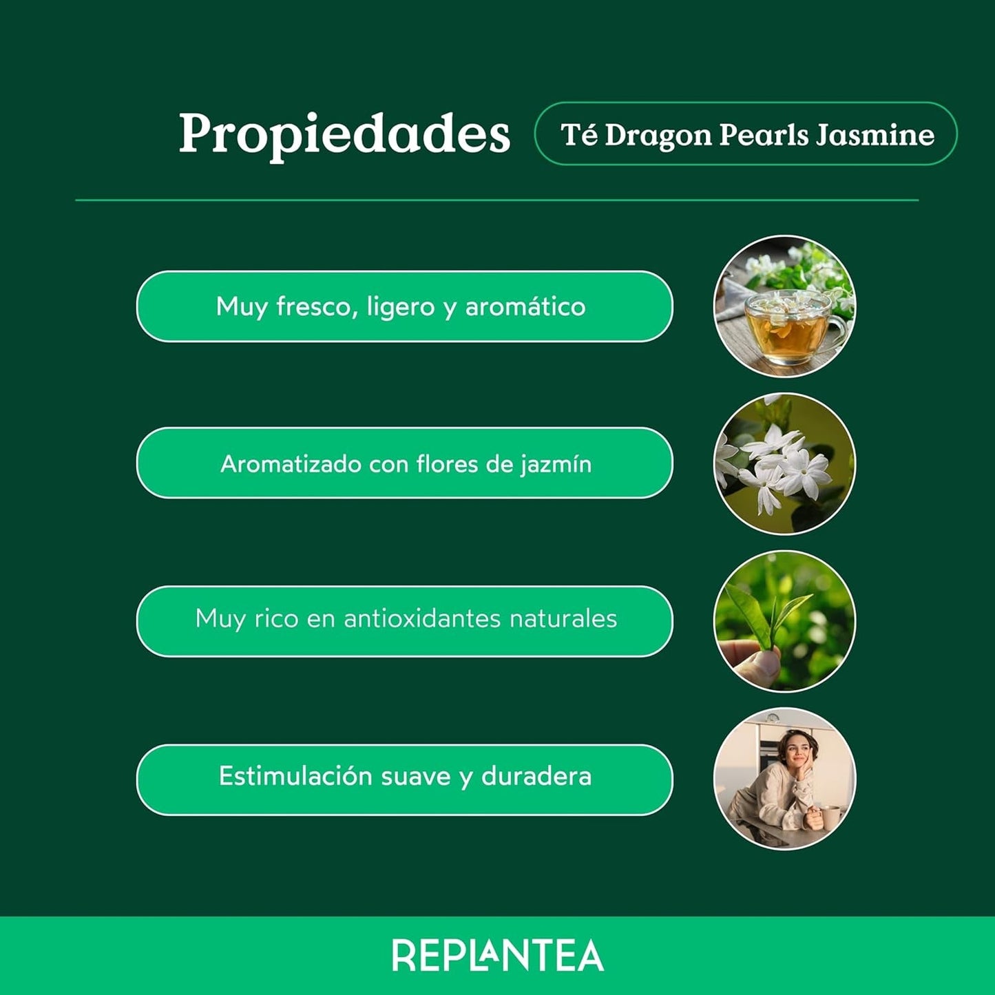 Té orgánico Jasmin Dragon Pearls (100 g) | Té verde premium en forma de perlas de jazmín enrolladas a mano | Especialidad de té con delicado aroma floral | REPLANTAR