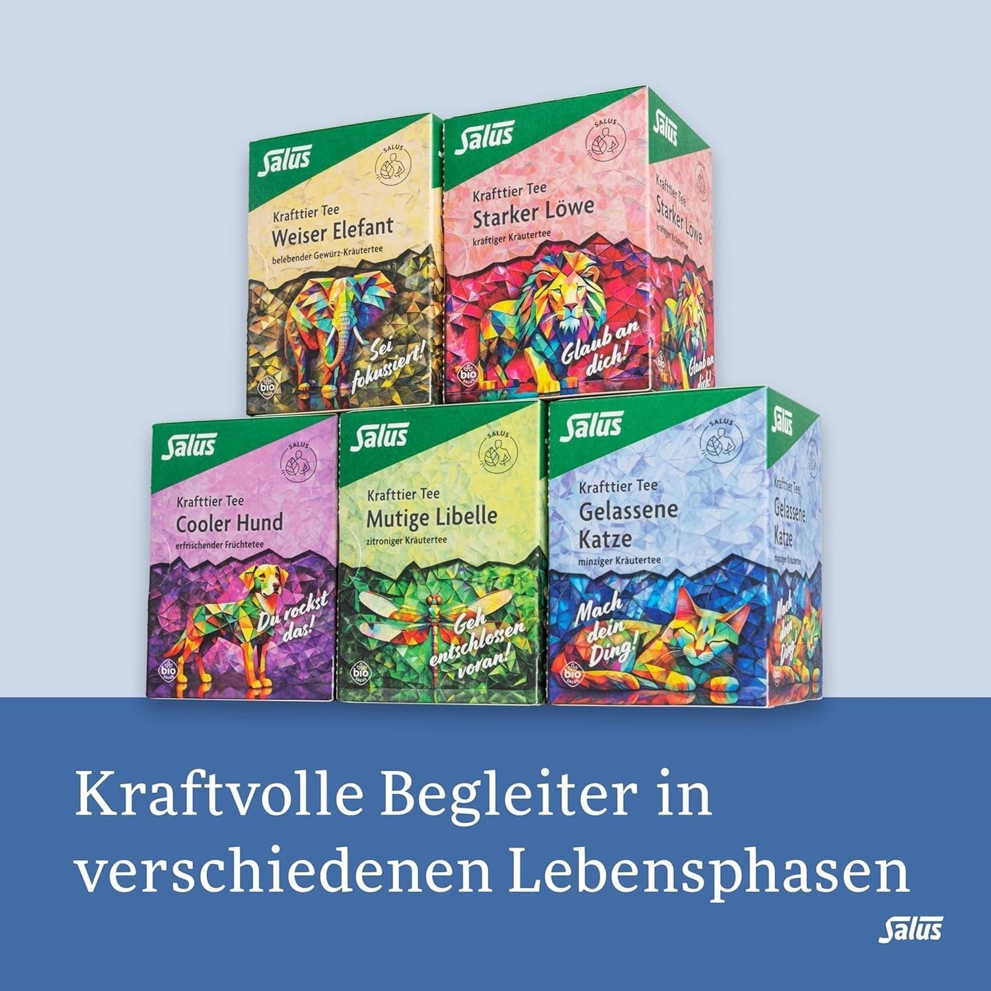 Salus - Té Krafttier - El gato tranquilo - 1X 15 bolsas filtrantes (28,5 g) - Té de hierbas con menta y Ashwagandha - Orgánico
