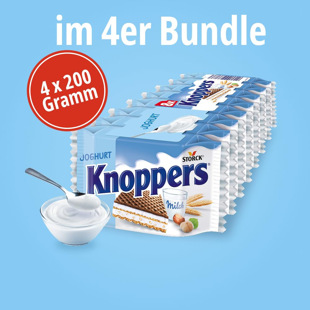 Yogur – 4 x 200 g – Lonchas de barquillo rellenas de crema de yogur y turrón, avellanas y cacao