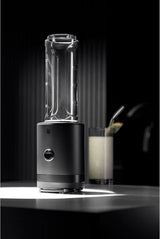WMF Küchenminis Smoothie-To-Go, Mini batidora con base Mit Zwei Mix-/Trinkbehältern 0,6 L, Batidora Hochleistungsmixer 300 W, Edelstahl Matt, Schwarz Kitchen Naty Shop