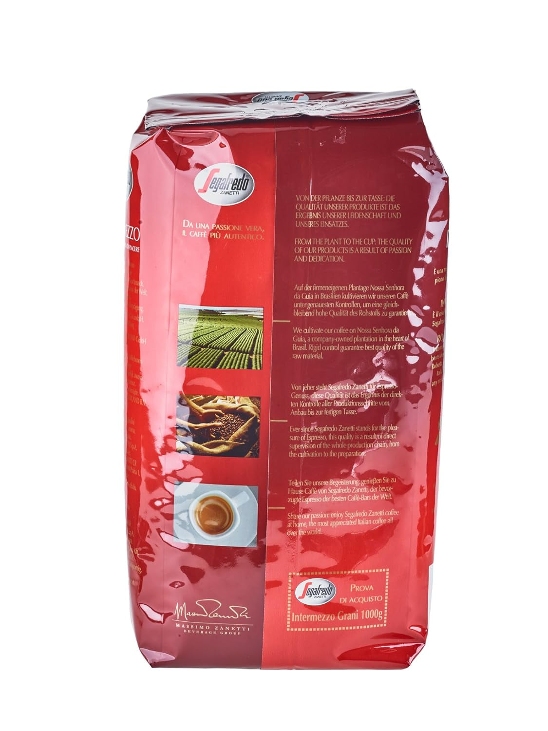Segafredo Zanetti Intermezzo - Frijoles enteros (paquete de 1 kg) - Geeignet für alle italienschen Kaffeespezialitäten - Kaffeebohnen mit mitteller Röstung, stark und vollmundig im Gesmack