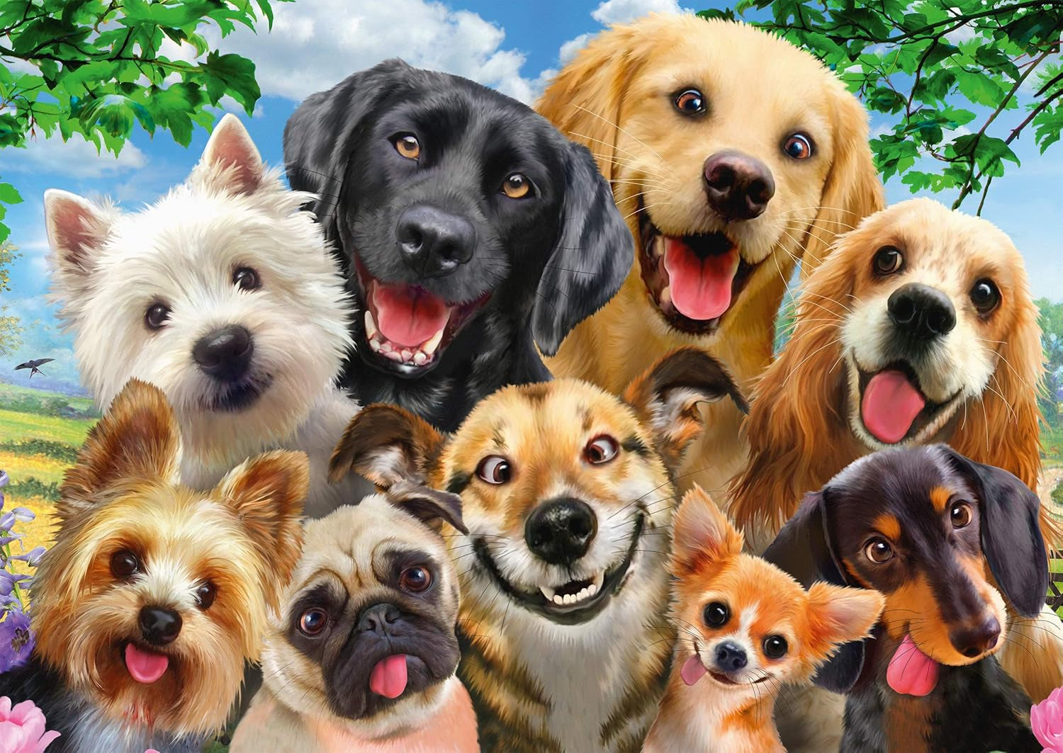 Schmidt Spiele 58390 Perro selfie, rompecabezas de 500 piezas Puzzle Naty Shop