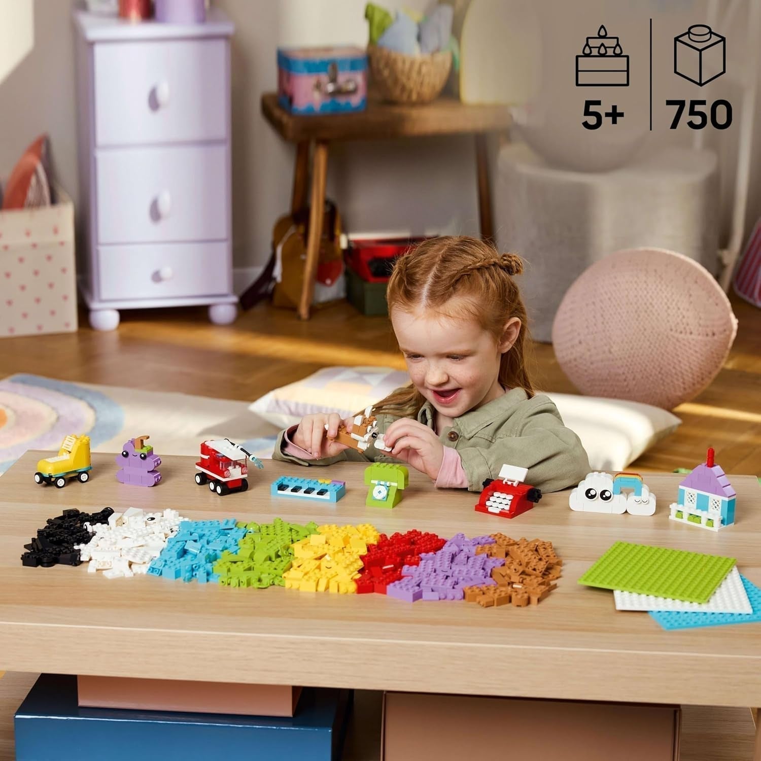 Set creativo LEGO Classic para construir y jugar - set con ladrillos de colores - construye una casa, un perro, un coche divertido, un teclado de piano y un arcoíris - set de manualidades para niños y niñas a partir de 5 años Juegos de construcción Besuche den LEGO-Store