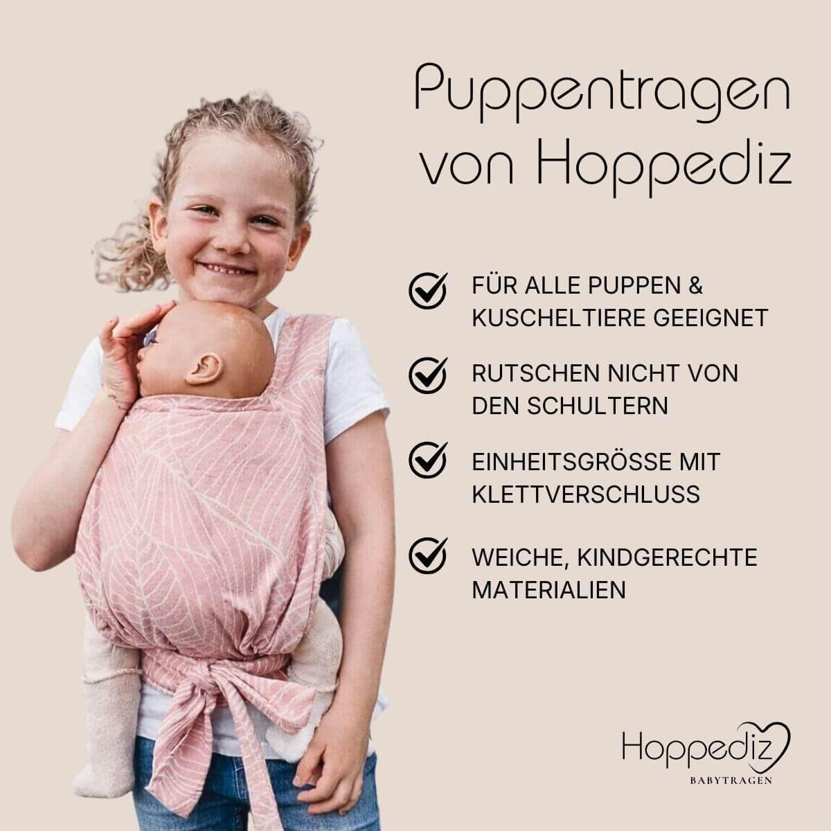Soporte para muñecas Hoppediz, juguete infantil para muñecas y peluches, diseño Malmö rosa claro