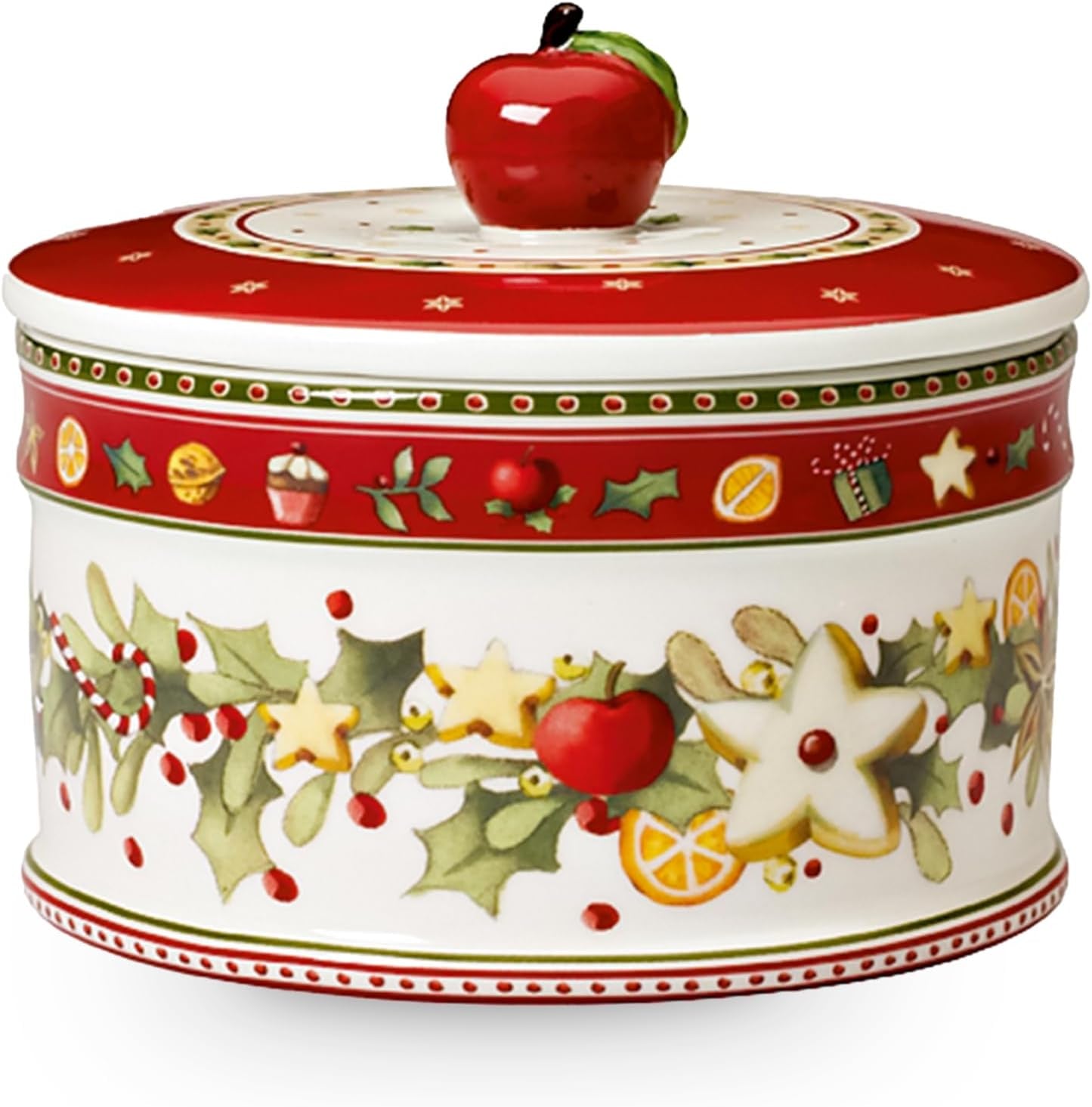 Villeroy & Boch - Winter Bakery Delight Caja pequeña para guardar galletas, Caja navideña de cerámica para galletas, Caja navideña, Caja para galletas, Caja para galletas, Caja de cerámica con tapa, Caja para dulces, Caja para guardar alimentos de porcelana premium Naty Shop M
