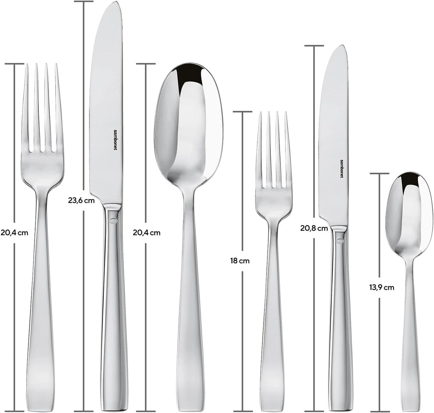 Sambonet 62512-83 Juego de Cubiertos Planos Monoblock, 36 Piezas, Acero Inoxidable 18/10, Apto para Lavavajillas Cocina Naty Shop