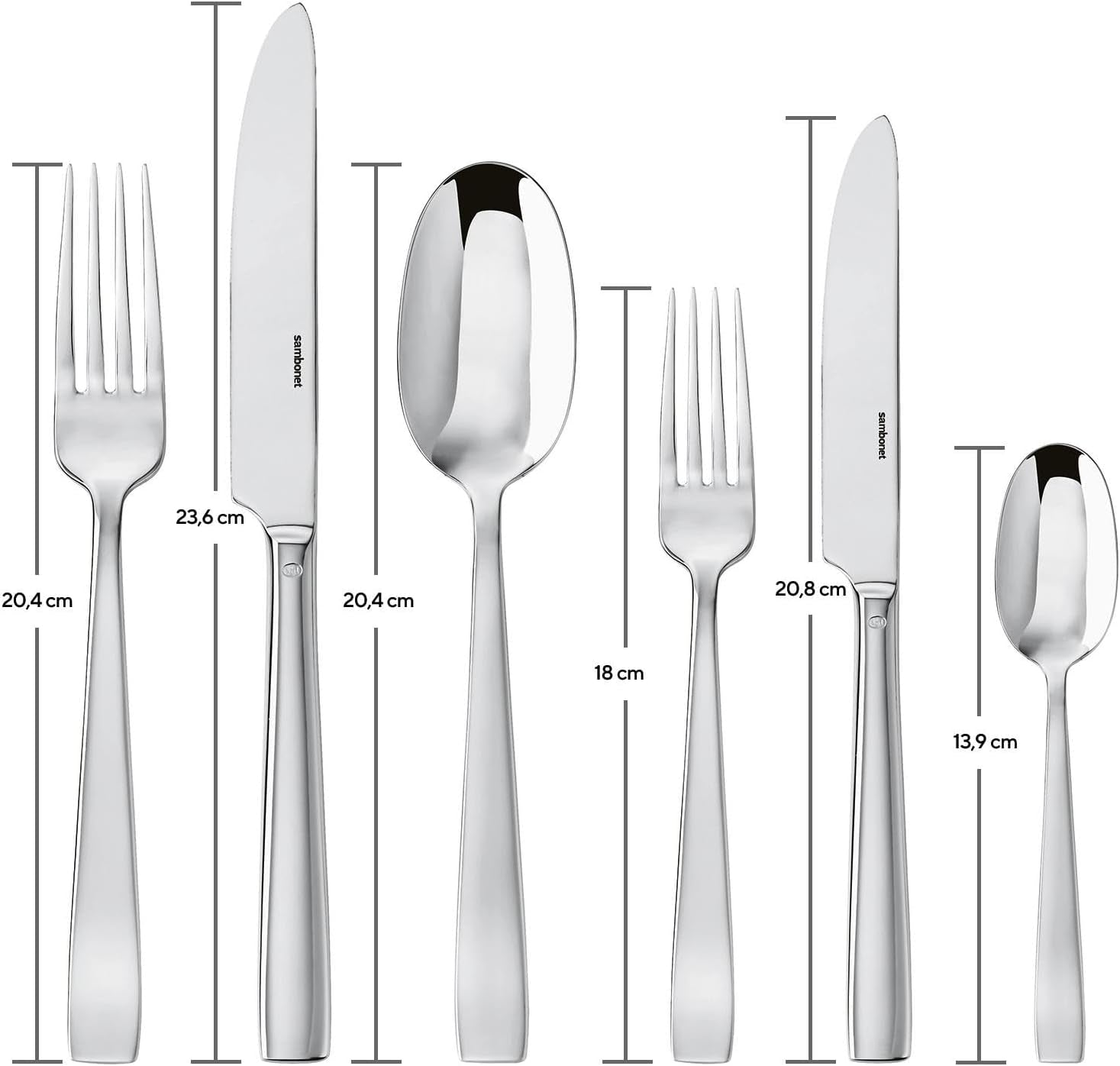 Sambonet 62512-83 Juego de Cubiertos Planos Monoblock, 36 Piezas, Acero Inoxidable 18/10, Apto para Lavavajillas Cocina Naty Shop