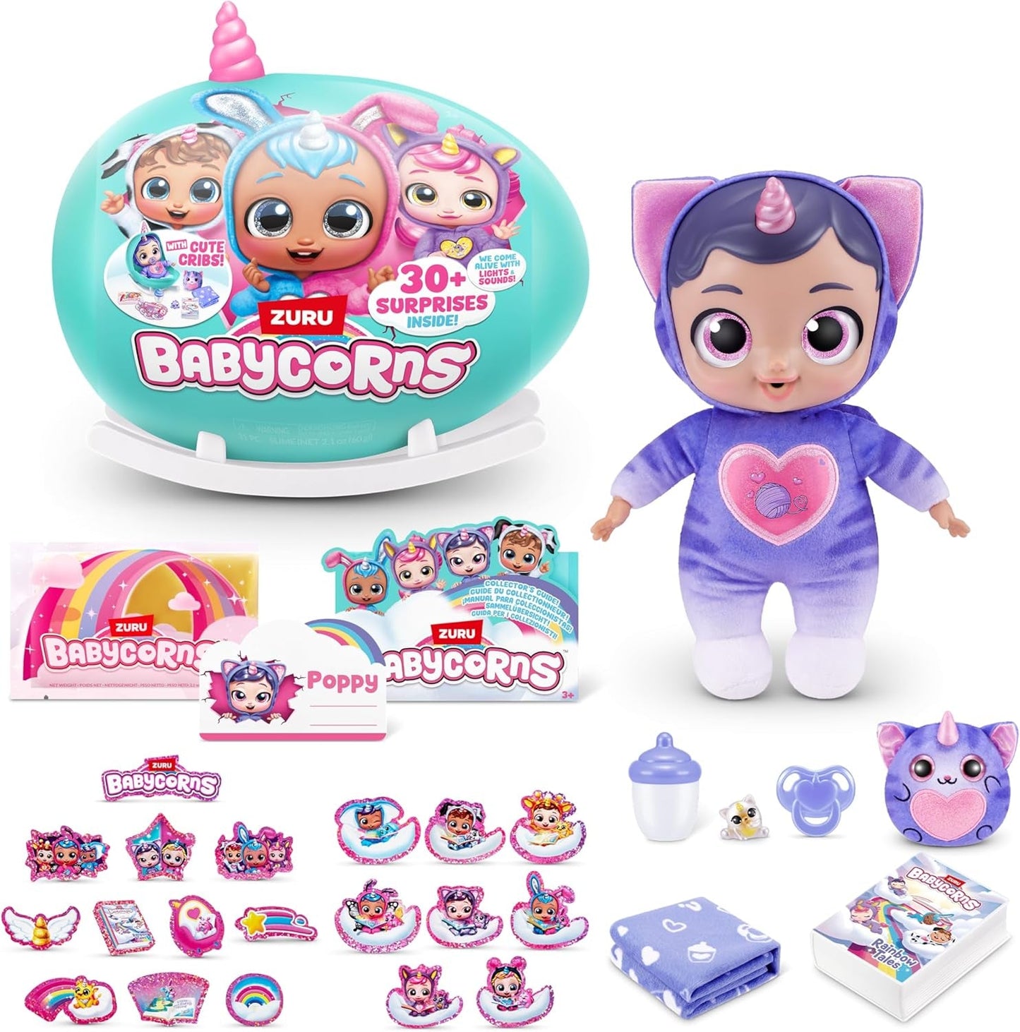 Babycorns Serie 1 de ZURU Magical Cat (Mac) Muñeca con Accesorios Unboxing Juguete Sorpresa para Niños Niñas