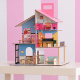 Olivia's Little World 360 Casa de muñecas de madera para niños, muñecas de 3,5" y 12 accesorios, multicolor TD-13260C