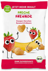 Chips de frutas orgánicas 100 % fresa Chips de fresa liofilizados, paquete de 12 (12 x 12 g) y bocadillos orgánicos para niños y bebés con corazones crujientes de plátano y fresa (9 x 30 g) 270 g